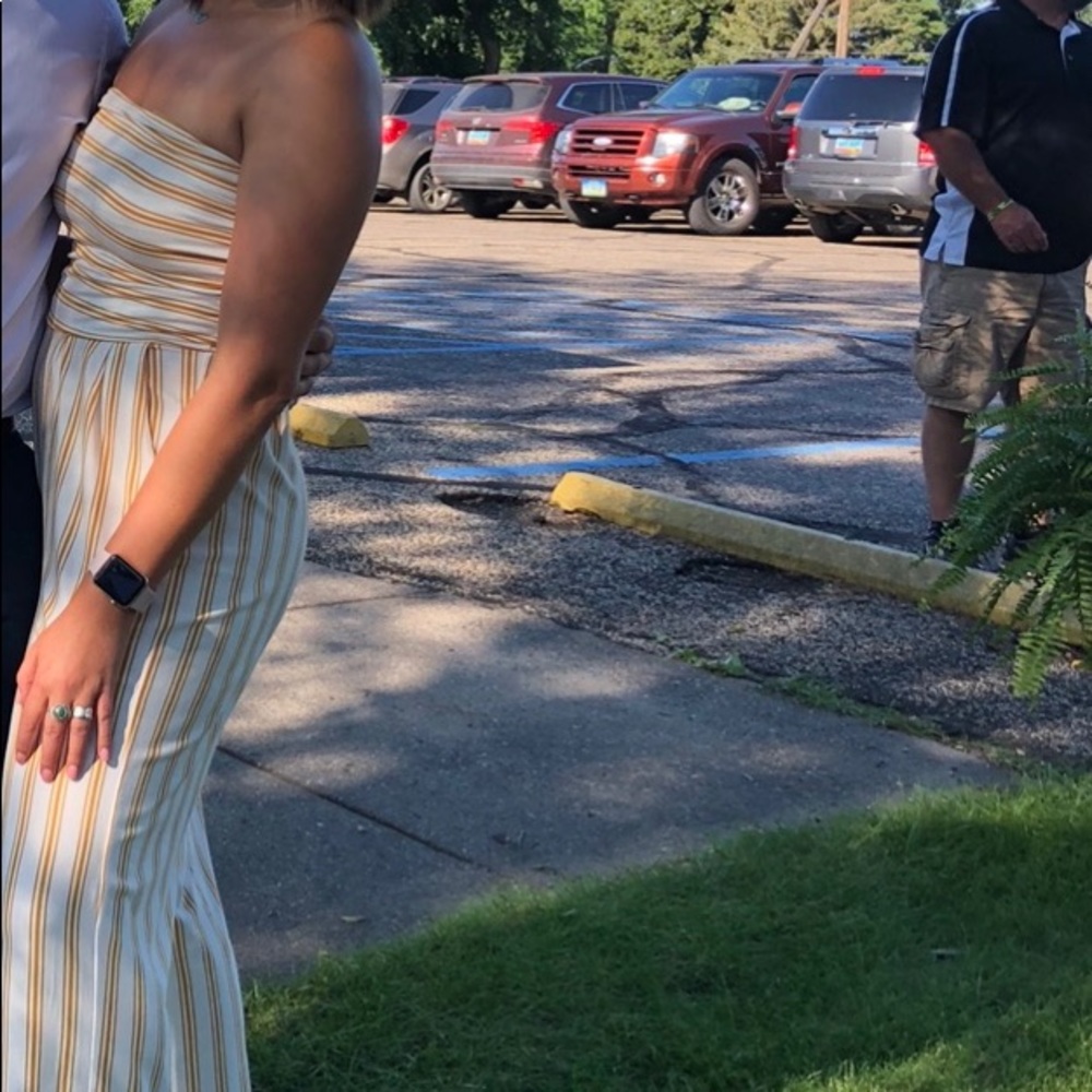Yellow striped jumpsuit